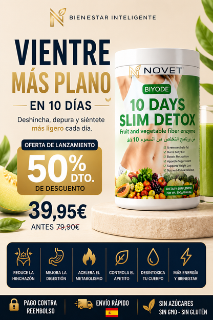 Batido detox con fibra natural que ayuda a acelerar el metabolismo y apoyar la pérdida de peso.