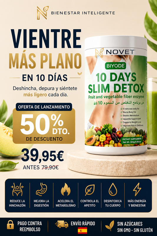 Batido detox con fibra natural que ayuda a acelerar el metabolismo y apoyar la pérdida de peso.