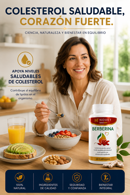 Berberina 30 Cápsulas - Regulador de Glucosa, Colesterol y Peso