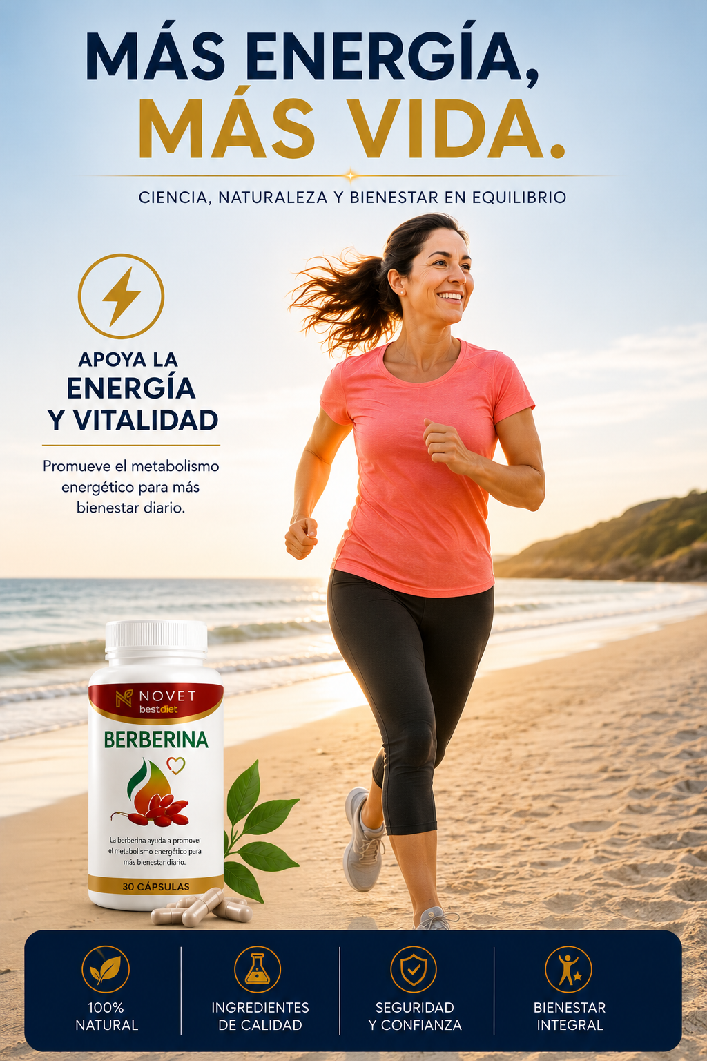 Berberina 30 Cápsulas - Regulador de Glucosa, Colesterol y Peso