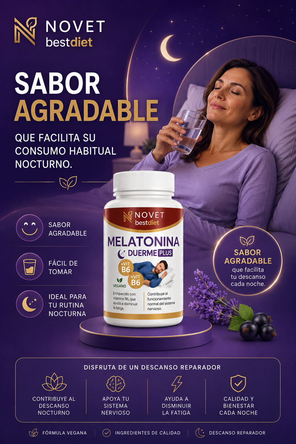 SUP Melatonina Duerme Plus 60 Cápsulas – Sueño Profundo y Reparador