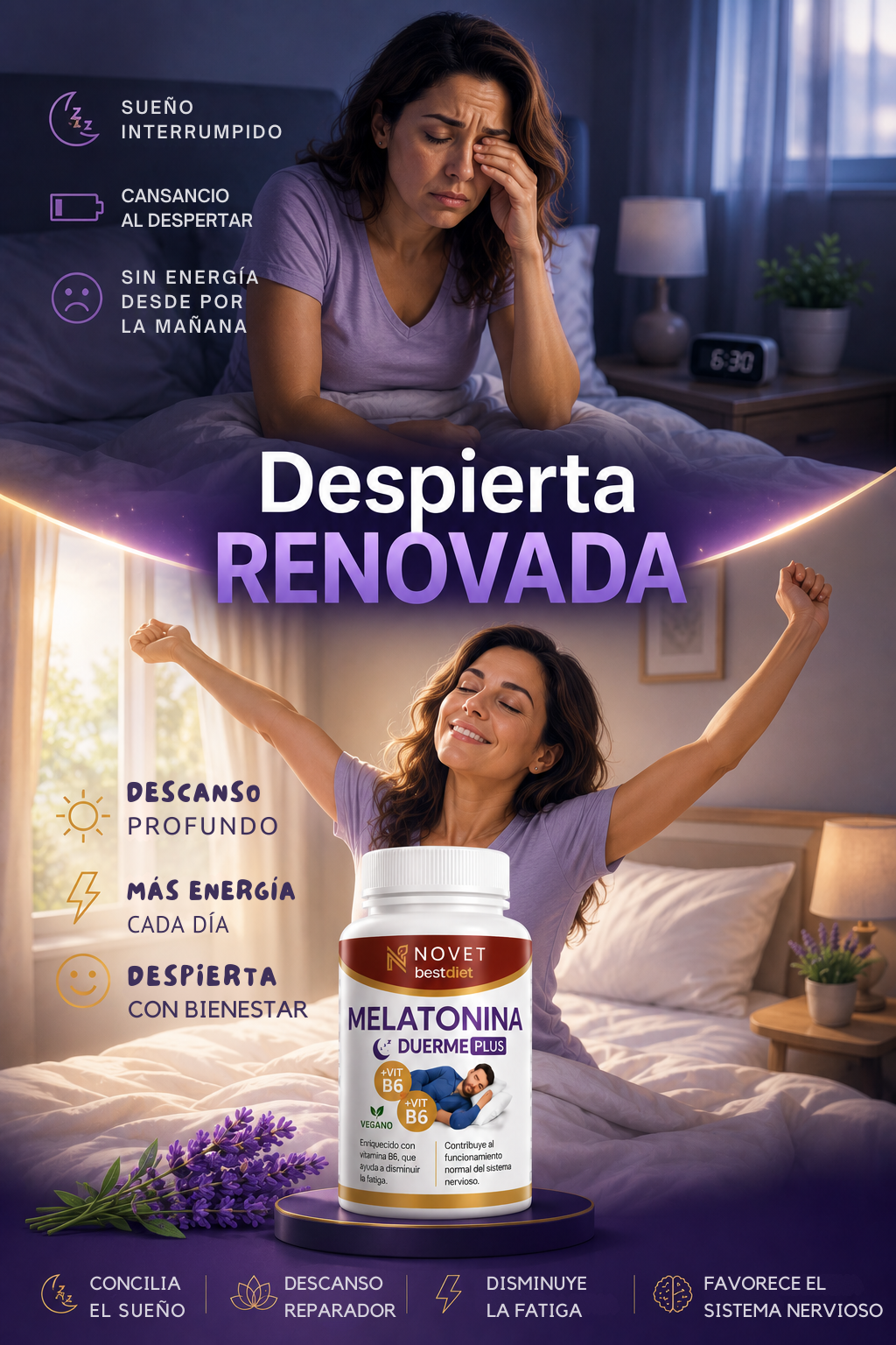 SUP Melatonina Duerme Plus 60 Cápsulas – Sueño Profundo y Reparador