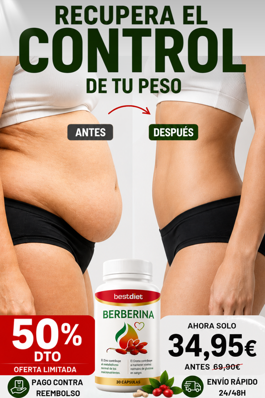Controla el hambre emocional y los antojos - Berberina 30 Cápsulas
