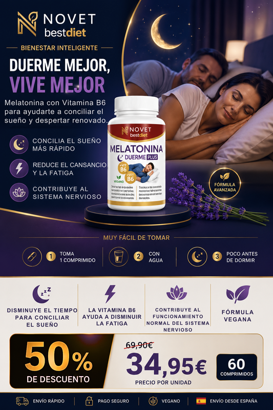 SUP Melatonina Duerme Plus 60 Cápsulas – Sueño Profundo y Reparador